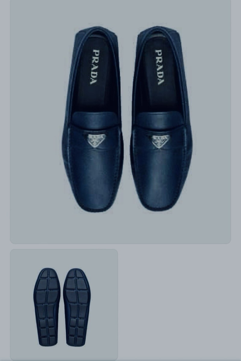 $1150 PRADA Saffiano man Leather Driving Loafers baltico  display picture 3