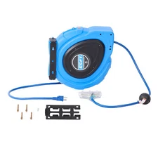 Retractable Extension Cord Reel Power Cord Reel 65FT 12AWG Blue