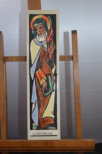 Ancienne Plaque Ceramique Emaille S Cendrine Sainte Vierge Marie Jesus Christ Ebay