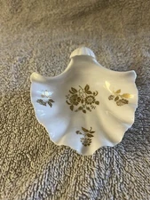 Spode Imperial Fancies Sea Shell Serving Dish/Plate-England; White Gold Flowers