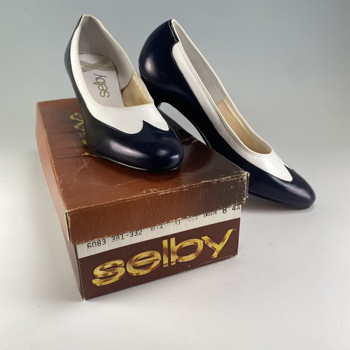 VTG 80s Selby Shoes Leather Spectator Pumps Womens 8 4A NOS Never Worn in Box - Picture 2 of 15