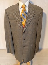 Ralph Ralph Lauren Sport Coat Sz 42L Wool Silk Brown Plaid Checks Blazer Jacket