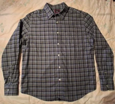 Untuckit Mens 100% Cotton Blue Plaid Wrinkle Free Flannel Shirt Size Large