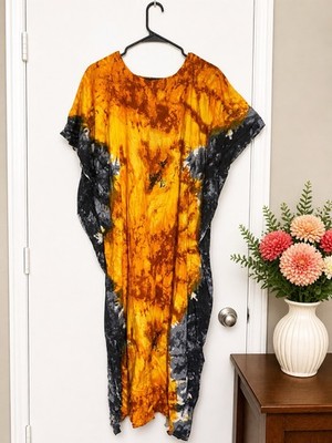 Handmade African Dera Kaftan Kenyan Dress Tie Dye One Size Multi Color