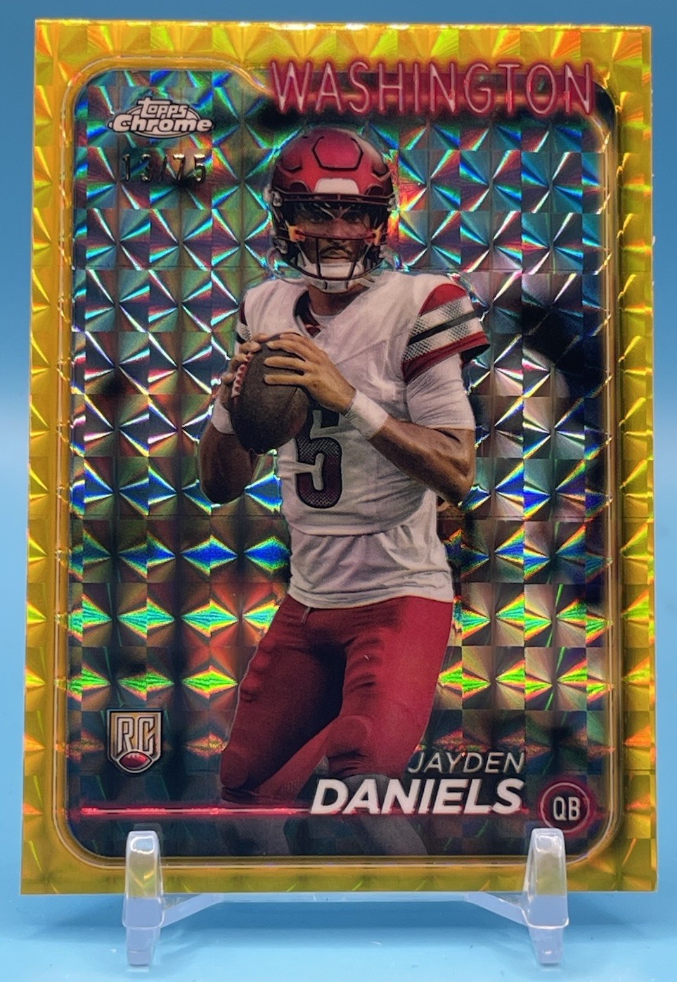 2024 Topps Chrome Jayden Daniels RC Rookie Yellow Geometric /75 #201