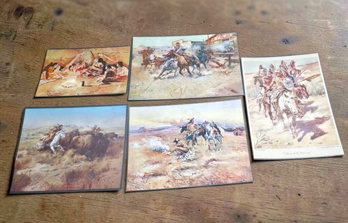 Title Vintage Charles M Russell Western Art Print Set Cowboy Native American...