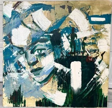 Original Abstract Expressionist Modernist Portrait Oil Painting Jeffrey Renaud