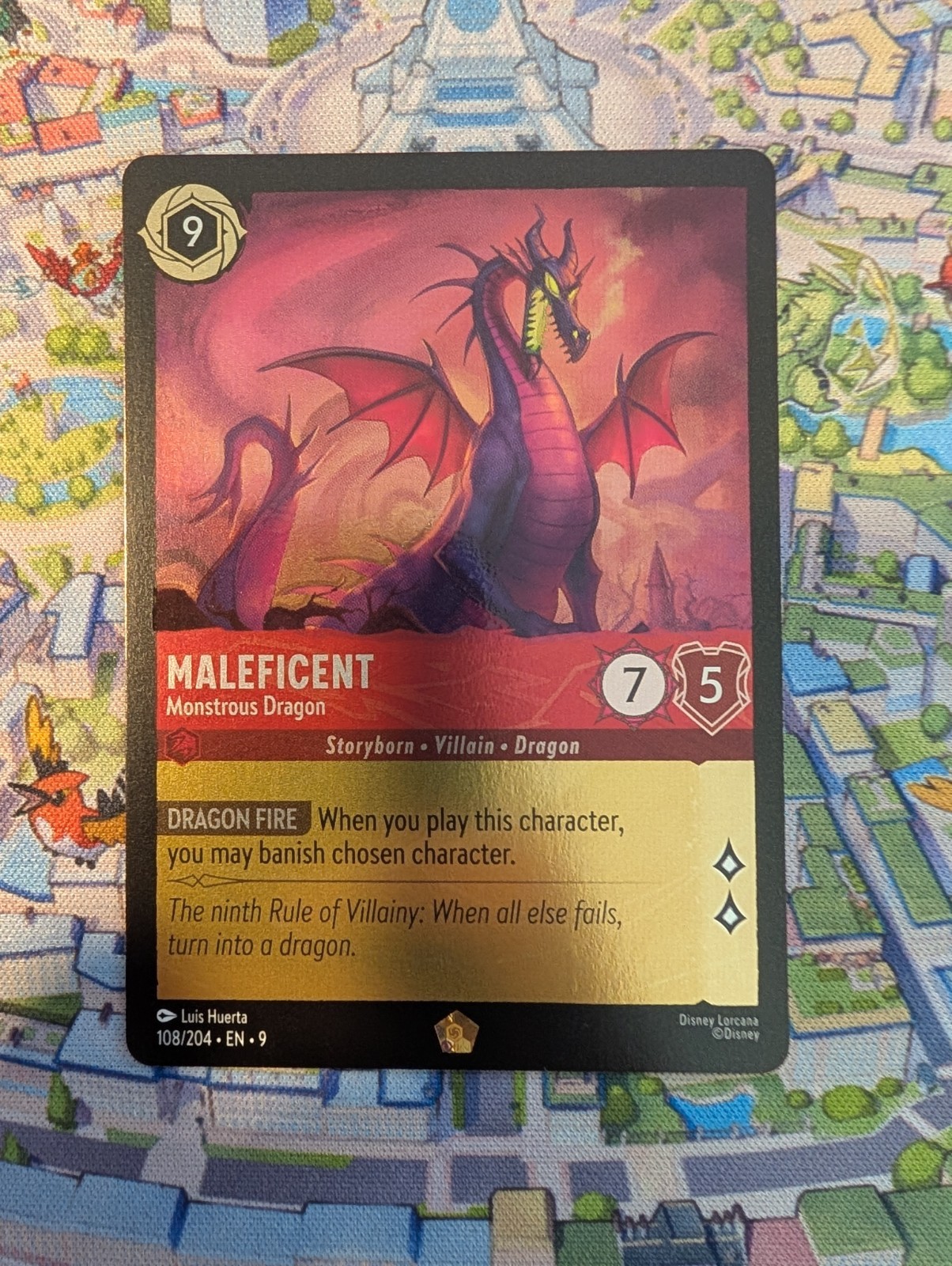 Maleficent - Monstrous Dragon 108/209 Lorcana Fabled Cold Foil Legendary NM