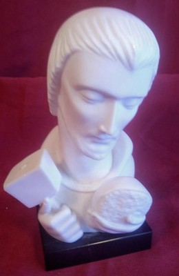 Vintage Resin Made in France Bust Art Statue Man Artist Sculptor Marble Base