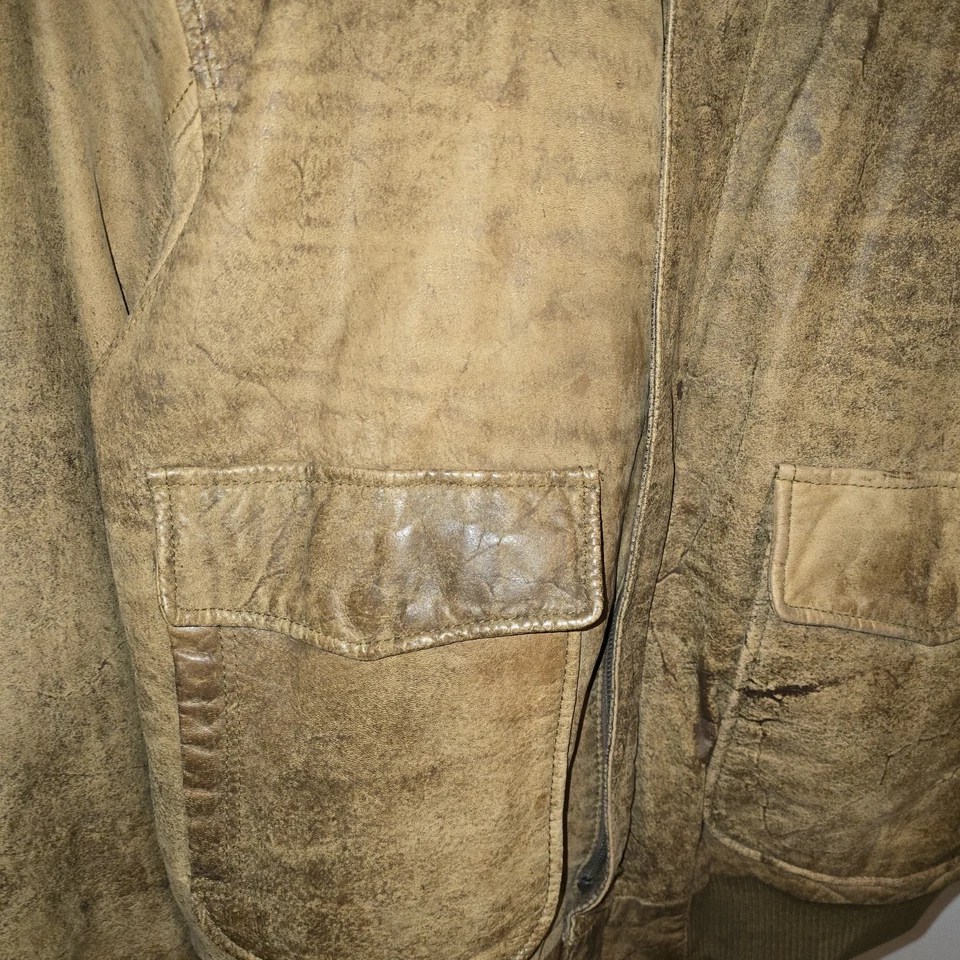 Chaqueta de Vuelo Mirage Avions Años 80’s Vintage Marrón Bombardero Talla M Hombre’s Cremallera Cuero Foto 3 de 4