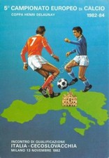Football postcard European Championship Delaunay Cup Italy Czechoslovakia 1982