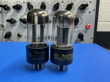 PAIR WESTINGHOUSE 6SN7GTB PREAMP VACUUM TUBES -TESTED EXC.  - 2 HOLES#