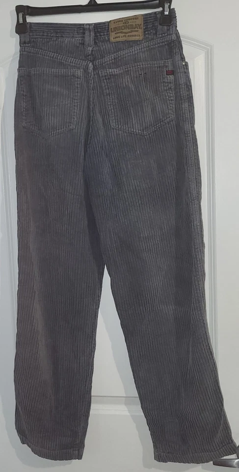 Vintage Union Bay Y2K 90s Big Boys Gray Wide Wale Corduroy Pants Size 18 XXL - Image 4 of 4