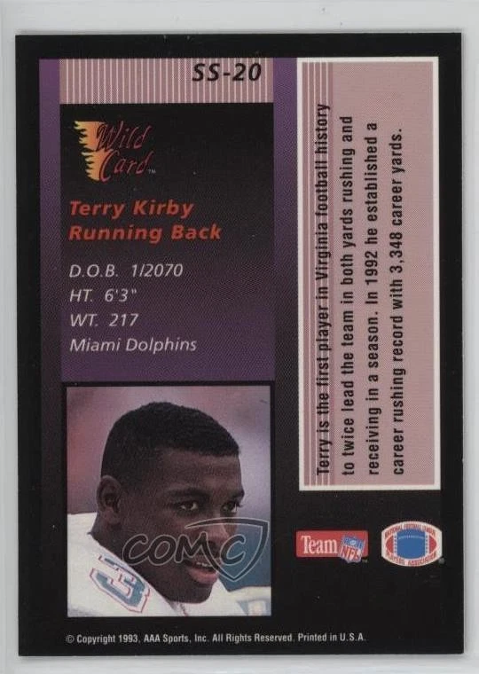 1993 Wild Card Stat Smashers Rookies Gold Terry Kirby #SS-20 RC - Image 2 of 2