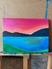 Colorful Original Landscape Acrylic Art Painting "Stillness" Signed Canvas 9x12 — photo 2