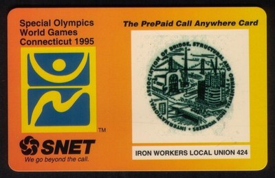 $10. Special Olympics World Games (1995) Iron Workers Local Union 424 Phone Card