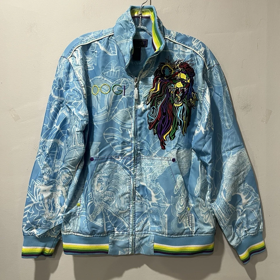 Coogi Track Jacket Full Zip Graphic Menswear Size Medium Embroidered Tiger Bird - Image 2 of 4