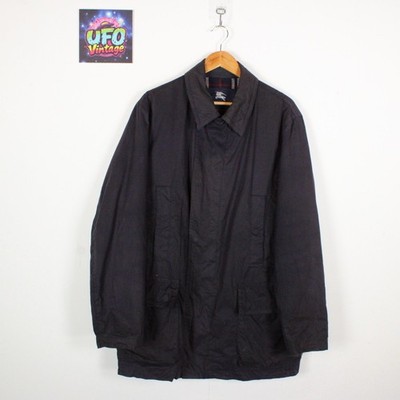 Burberry London Wetterfester Mantel Herren Large Navy Coated Novacheck Wollfutter