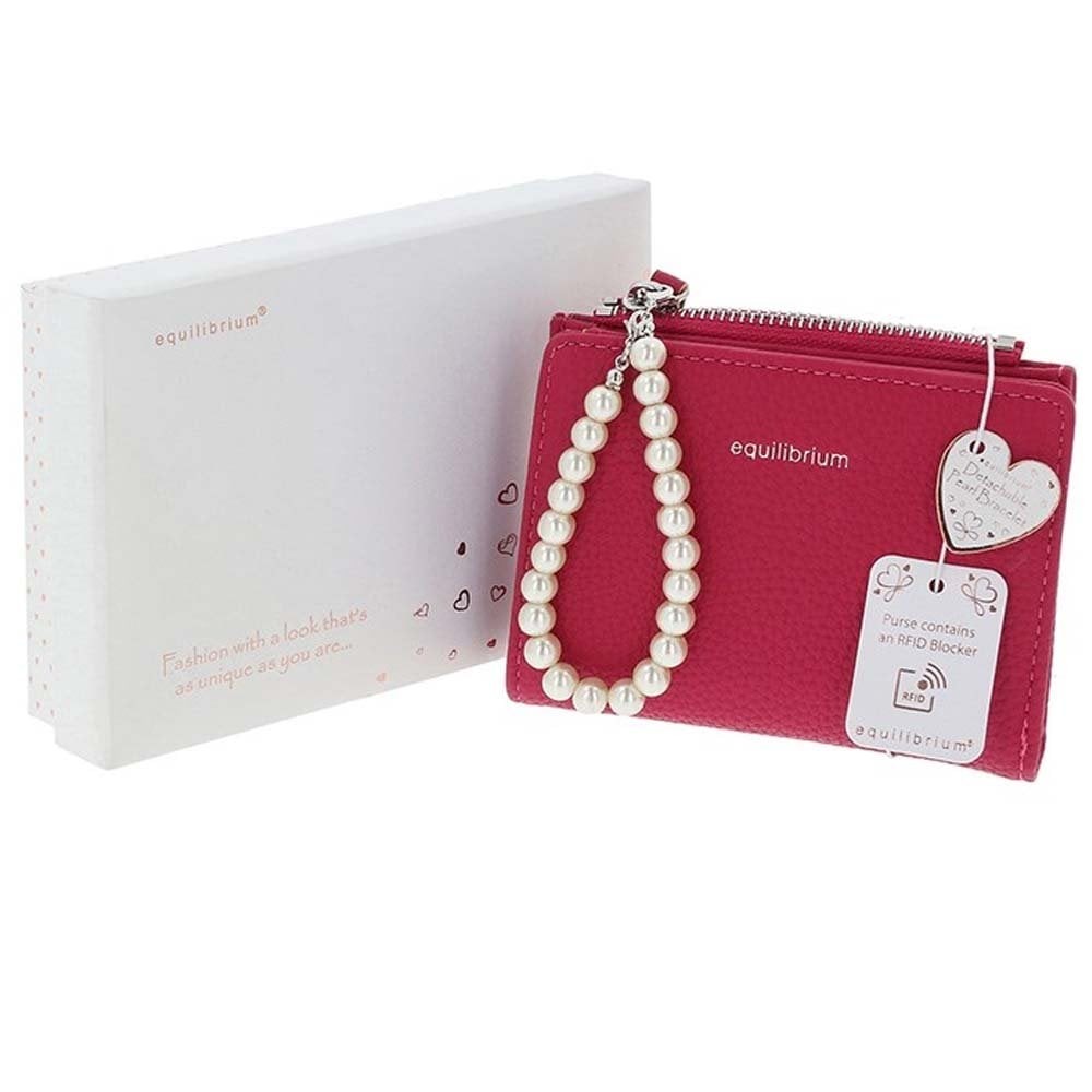 Equilibrium Small Pink Purse With Pearl Bracelet 359811