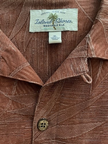 Island Shores Herren Größe Extra Large XL rot rost orange Hawaii Camp Hemd geblümt - Bild 8 von 9