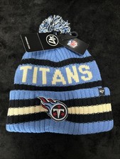 '47 Brand Mens Tennessee Titans Cuffed Winter Knit Hat Cap Pom NFL Beanie Blue