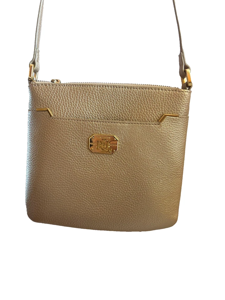 RALPH LAUREN Pochette Bandoulière en cuir bronze doré - Photo 1/4