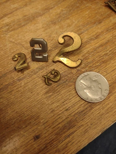 Original  U.S.  -lot Of "2" 4 Pieces REGIMENT CIVIL WAR Brass Insignia Numbers