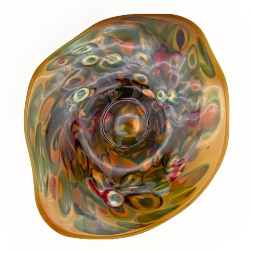 Vintage Murano Stil flache Schale Tutti Frutti Millefiori Kunstglas Italien 15”x17” - Bild 2 von 14