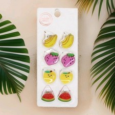 Fruit Themed Hair Clips 8 Mini Claw Clasp Banana Strawberry Lemon Watermelon 4Y