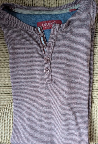 Bruno Milano T-Shirt Mens Medium Red Short Sleeve Henley Soft Breathable Summer - Picture 7 of 8