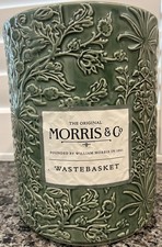 William Morris Co Green Floral Wastebasket Bathroom Ceramic Trash Can