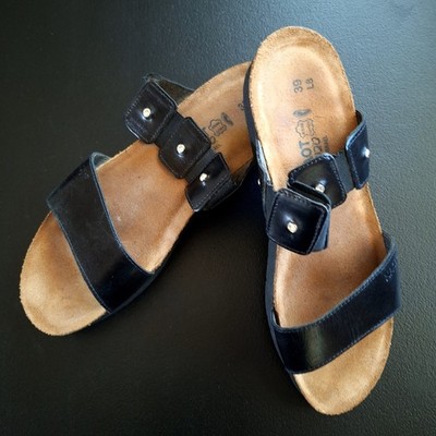 Naot Ashley Black Leather Slide Sandals Women's US 8 EU 39 Rhinestone Comfort