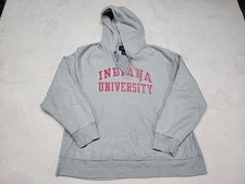 Vintage Indiana University IU Champion Hoodie Sweatshirt  Lg Gray Reverse Weave