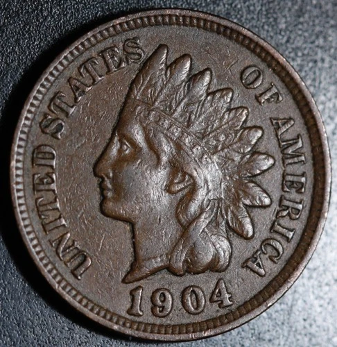 1904 INDIAN HEAD CENT - With LIBERTY & Near 4 DIAMONDS - AU UNC