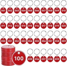 1-100 Number Tags Aluminum Alloy Numbered Key Tags with Metal Rings Round Key ID