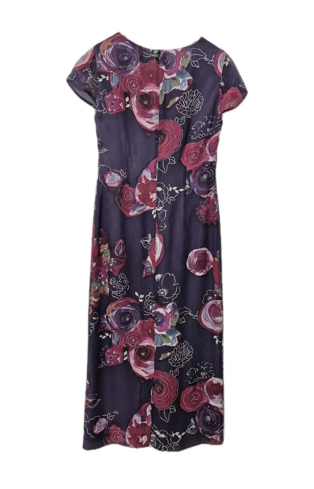 Vintage LAURA ASHLEY DRESS UK8 EU34 US4 silk floral lined cap sleeve slim V Neck - Image 2 of 4