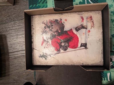 Sid Dickens plaster/woodTile Santa Claus Christmas Collectible Red White Black