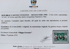Regno,R.S.I. 1943,2 Lire G.N.R. Certificato Ferrario,G.I M.N.H.**Bellissimo 