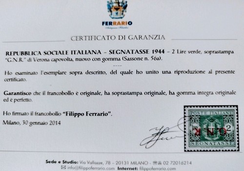 Kingdom, R.S.I. 1943.2 Lire G.N.R. Ferrario certificate, G.I M.N.H.**Beautiful 