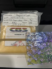 dichroic 96 COE CBS glass Clear With Blue Sticks Rainbow 2 3  Sq Thick Clear