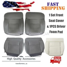 Front Bottom & Top Cloth Seat Cover & Foam Cushion Gray For 2004-2008 Ford F150