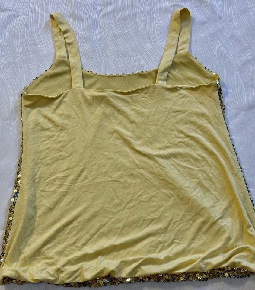 Camiseta sin mangas Y2K Apostrophe lentejuelas doradas capas de otoño brillante ropa de club mediano suave Foto 4 de 4