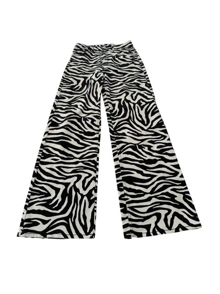 H and M Womens Size AUS 8 Black White Striped Wide Leg Jeans Good Condition