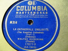 1936 WALTER GIESEKING Piano DEBUSSY Preludes Cathedrale Engloutie Columbia M314