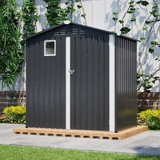 6'x4' Metal Outdoor Storage Shed Heavy Duty Garden Shed w/ Lockable Door &Window