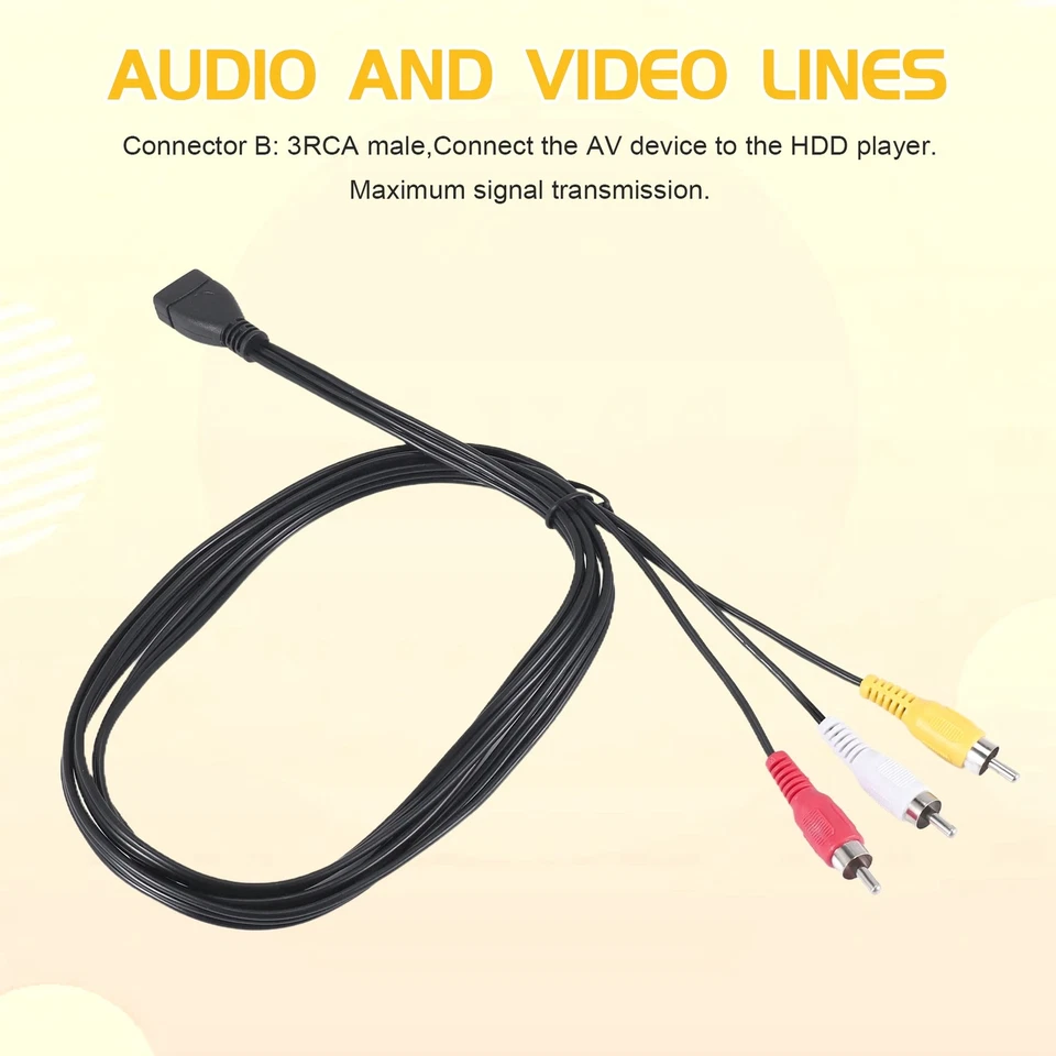 1.5M Usb A Female To 3  Phono Av Cable Lead Pc  Aux Audio Video Adapter S7I4 - Image 3 of 4