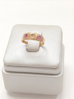 Antique 15ct Yellow Gold Ring Pink Garnets Size M1/2 Hallmarked Spares/Repair 2g