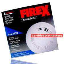 FIREX #04518 Smoke Alarm Detector 120V AC Direct Wire w/ Battery Back Up - New