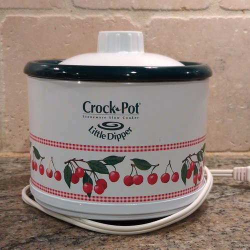 Crock-Pot Little Dipper Stoneware Slow Cooker White/Green/Red Cherry Design