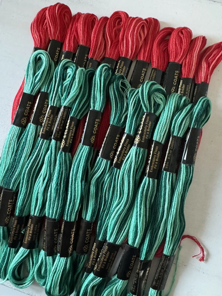 Coats & Clark Variegated Embroidery Floss Thread~Lot of 24 skeins~Red and Green - Image 2 of 4
